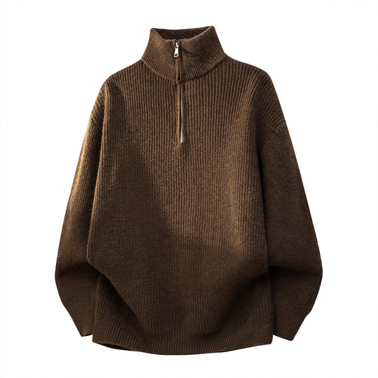 Herren-Strickpullover mit halbem Reißverschluss