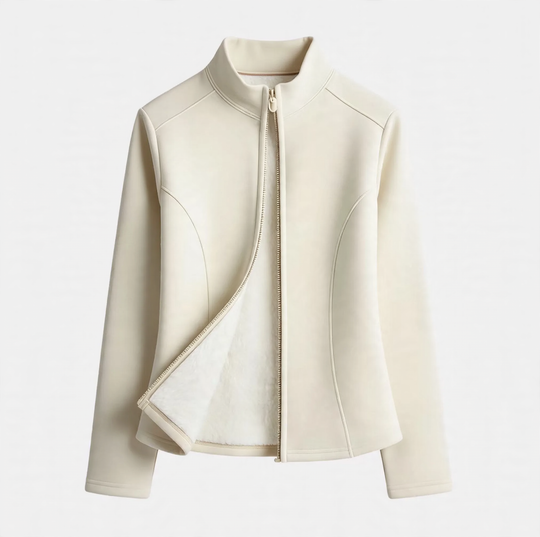 Gefütterte Damen-Yoga-Jacke mit Taillenschnitt und Reißverschluss