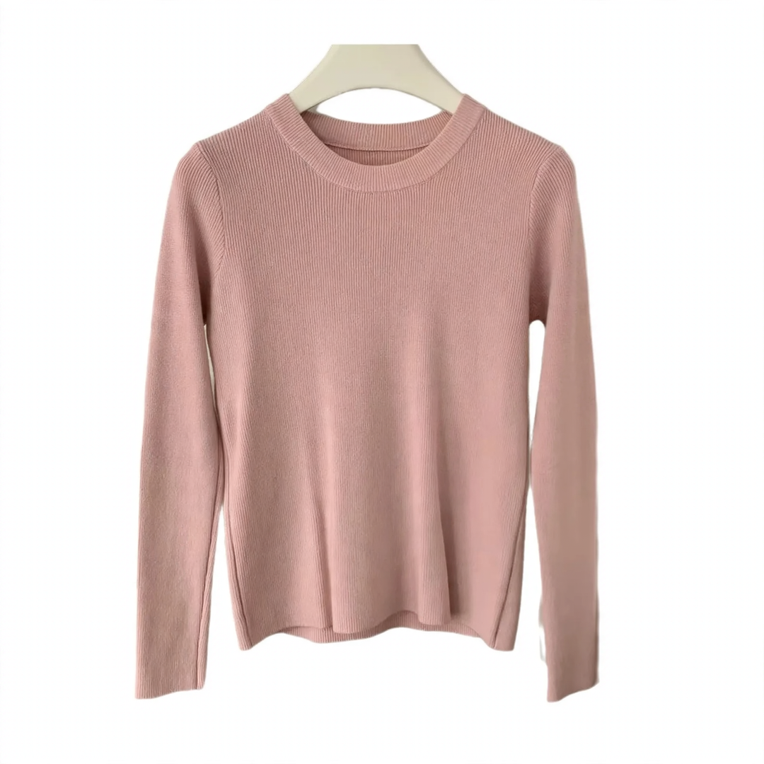 Damen-Strickpullover, Rundhals, langärmelig, figurbetont