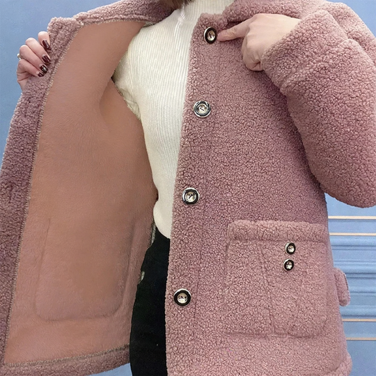Gefütterte Damen-Jacke in Teddy-Optik