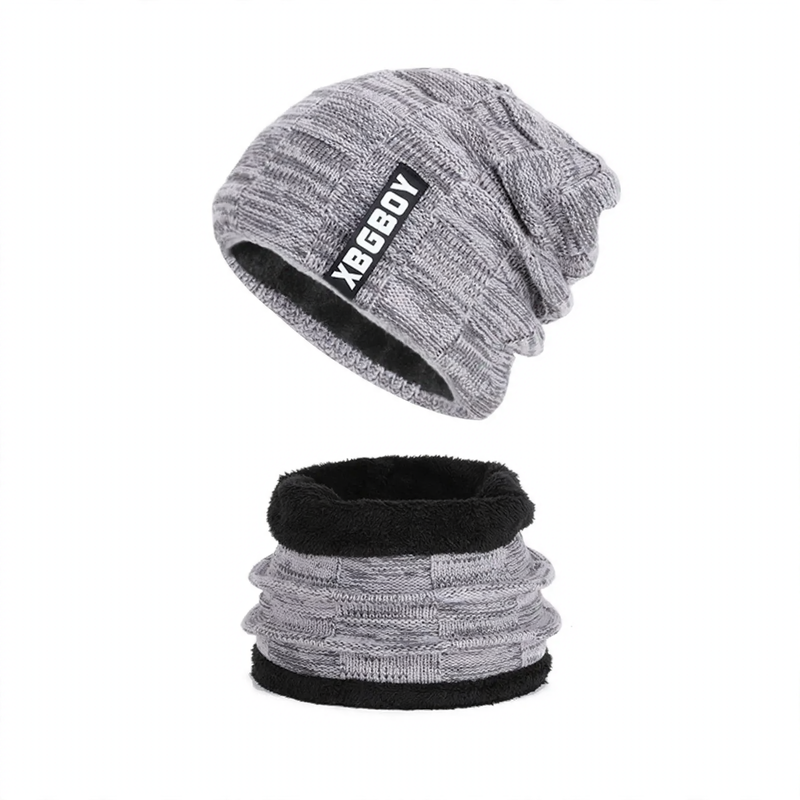 Winter-Strickmütze und Schal Set, gefüttert