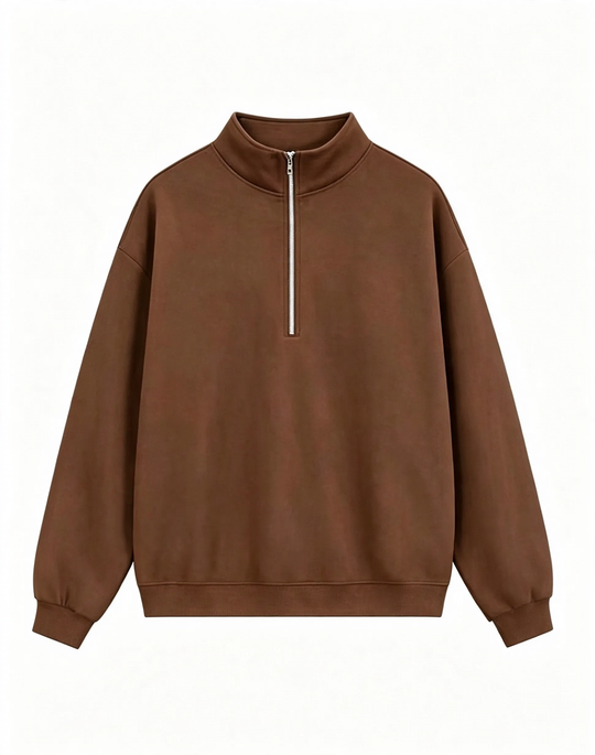 Unisex-Pullover mit Reißverschluss und Buchstaben-Print