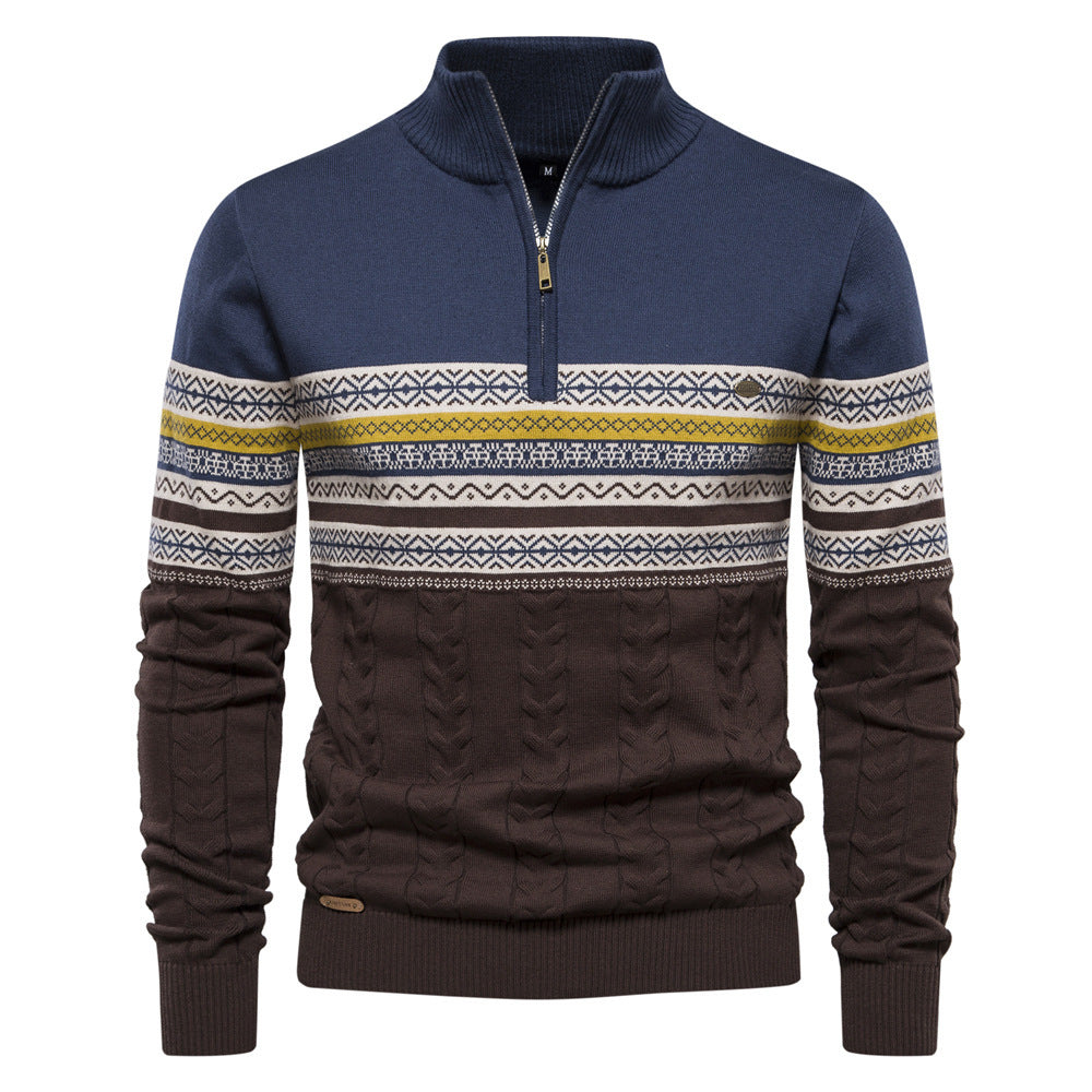 Moderner Herren-Strickpullover mit Stehkragen