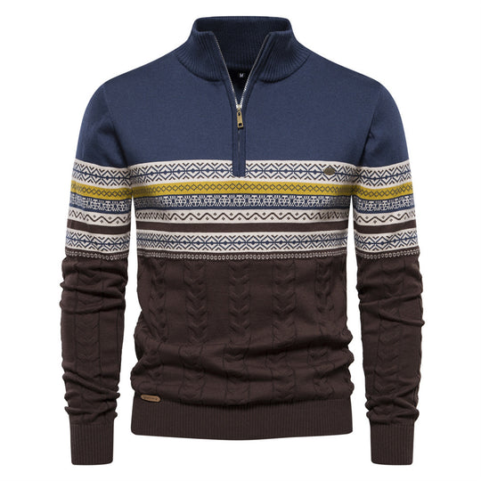 Moderner Herren-Strickpullover mit Stehkragen