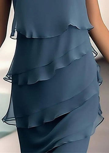 Shopnory | Mini Kleid Einfarbig Ohne Ärmel, Farbe Marine