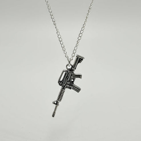 Silver Machine Gun Pendant Necklace | Shop Nory
