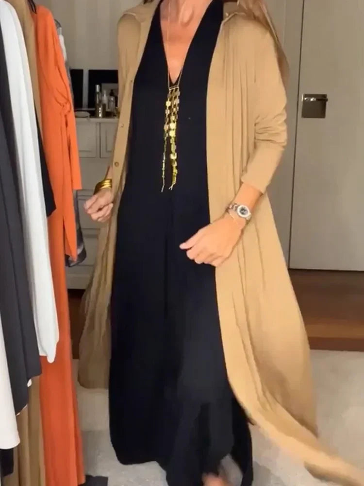 Lässiger Einfarbiger Strickjacke