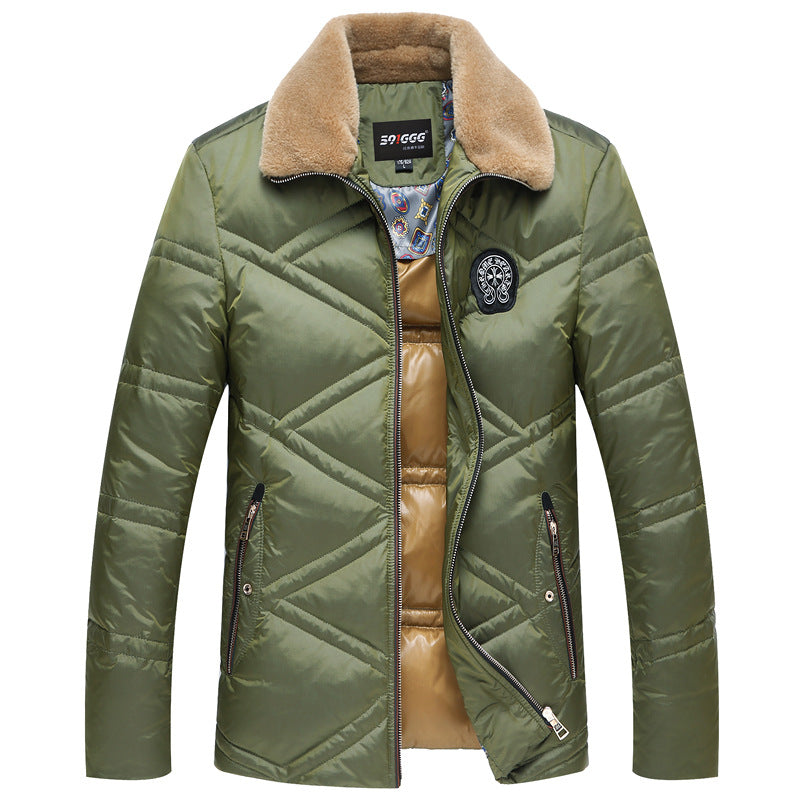 Herren Wattierte Kurzjacke mit Teddykragen und Wappenapplikation Shop Nory