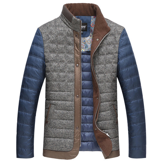Herren Wattierte Kurzjacke mit Teddykragen und Wappenapplikation Shop Nory