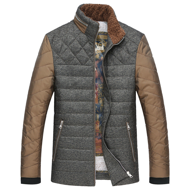 Herren Wattierte Kurzjacke mit Teddykragen und Wappenapplikation Shop Nory