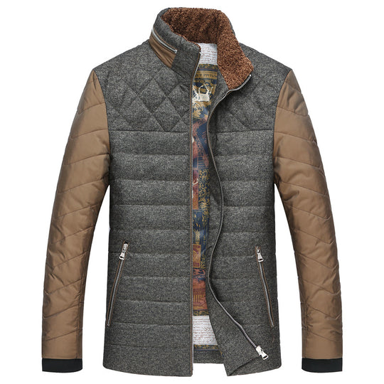 Herren Wattierte Kurzjacke mit Teddykragen und Wappenapplikation Shop Nory