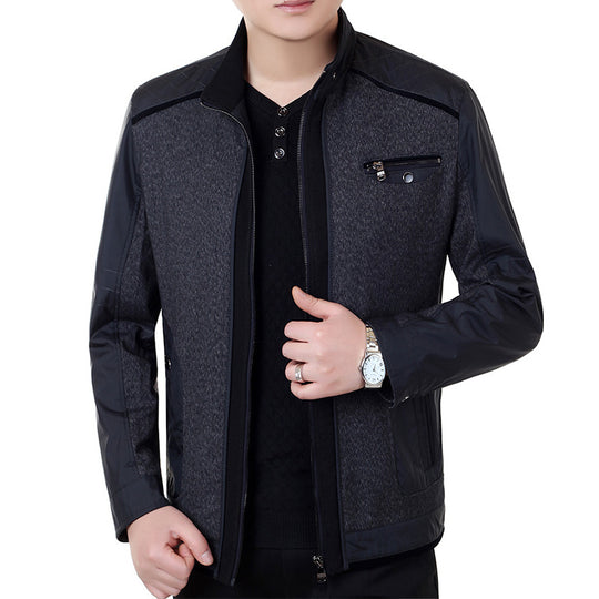 Herren Cityjacke im Materialmix mit Stehkragen und Brust-Reißverschluss Shop Nory