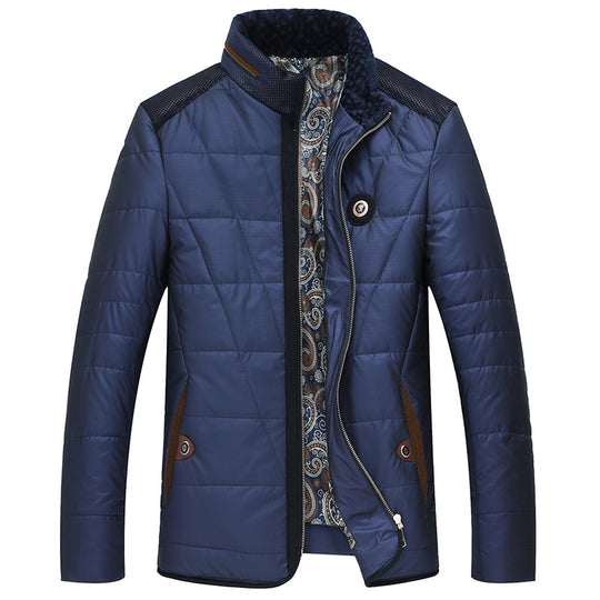 Herren gesteppte Thermo-Steppjacke mit Kunstleder-Schulterpasse und Teddykragen Shop Nory