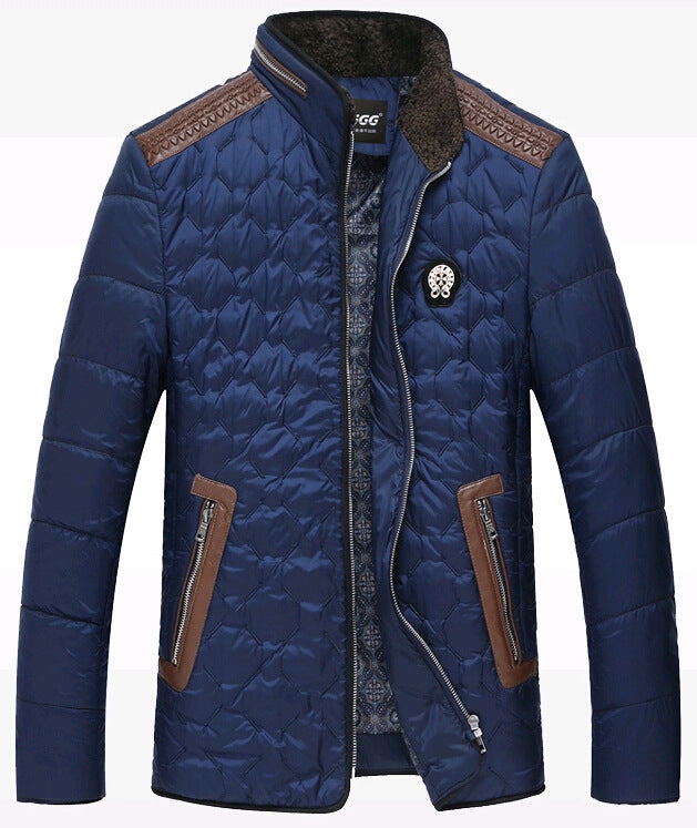 Herren gesteppte Thermo-Steppjacke mit Kunstleder-Schulterpasse und Teddykragen Shop Nory