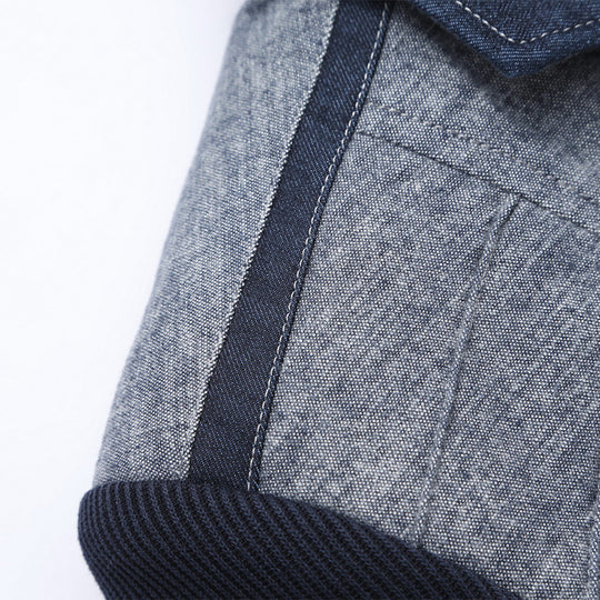 Herren Sakko im Materialmix mit kontrastierenden Ärmeln, Zierreißverschluss und modernem City-Schnitt Shop Nory