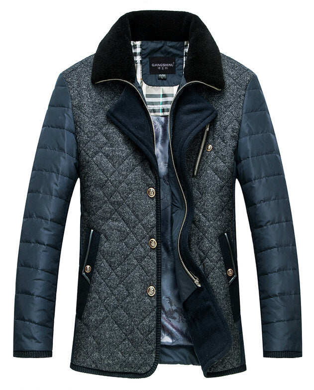 Herren Wattierte Kurzjacke mit Teddykragen und Wappenapplikation Shop Nory