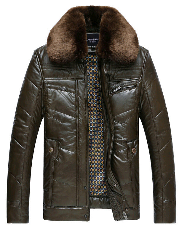 Herren Lederimitat-Steppjacke mit Kunstpelzkragen Shop Nory