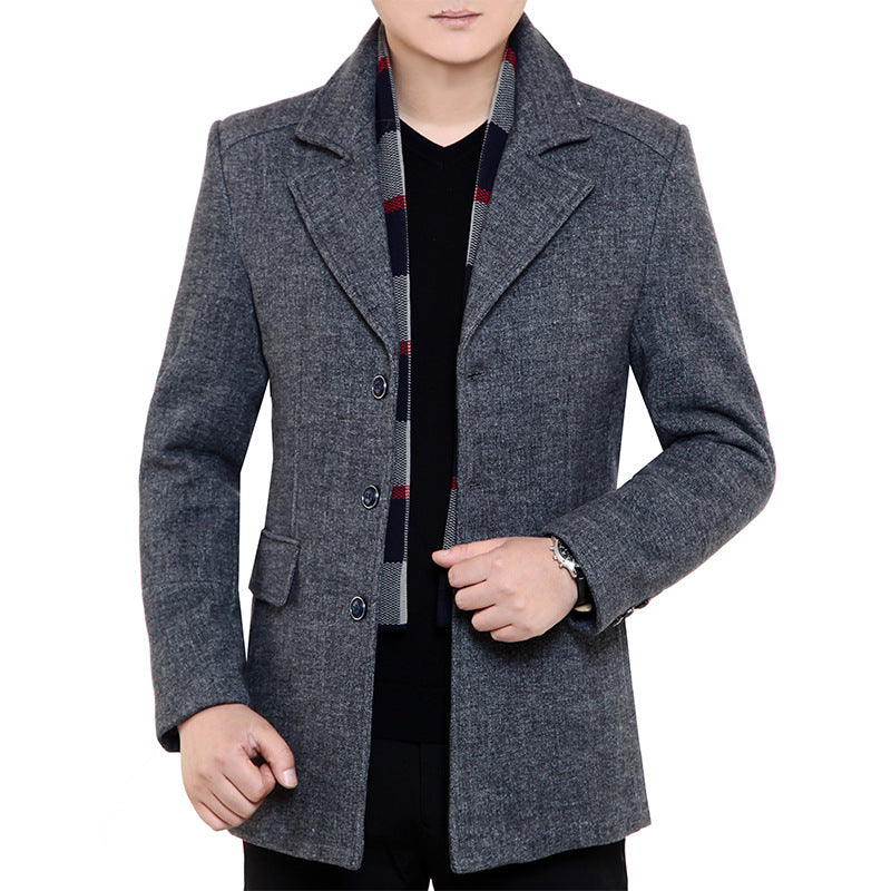 Herren Schmal geschnittener Wollmix-Kurzmantel mit feiner Struktur und Pattentaschen Shop Nory