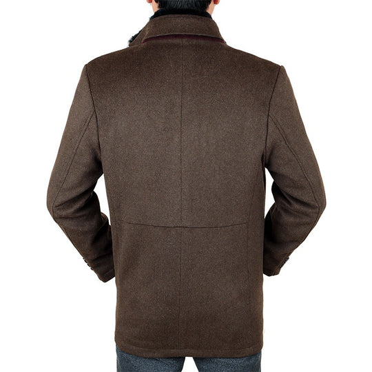Herren Eleganter Wollmix-Kurzmantel mit abnehmbarem Faux-Fur-Kragen Shop Nory