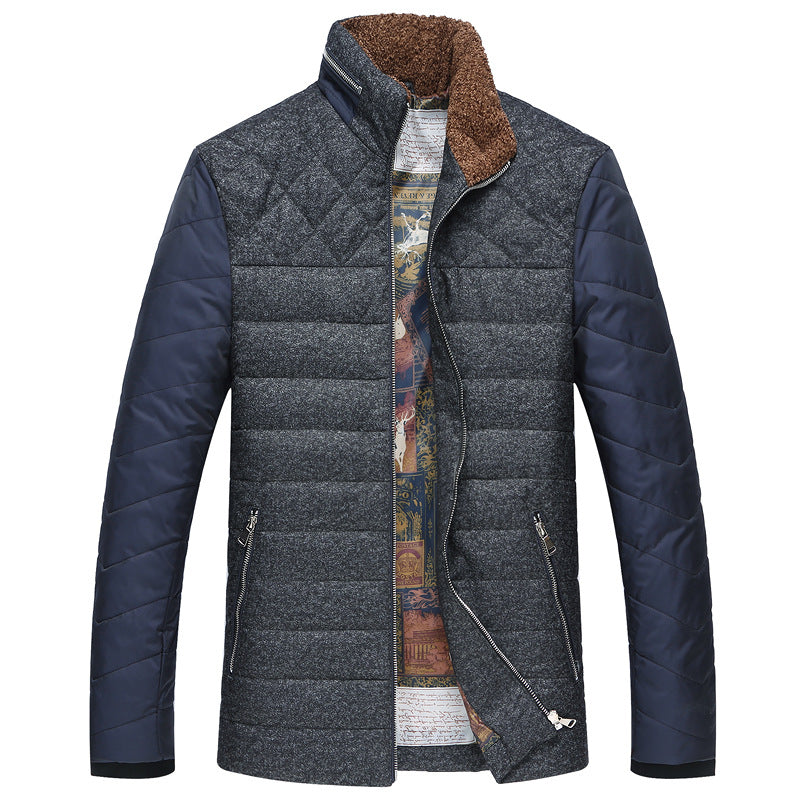 Herren Wattierte Kurzjacke mit Teddykragen und Wappenapplikation Shop Nory