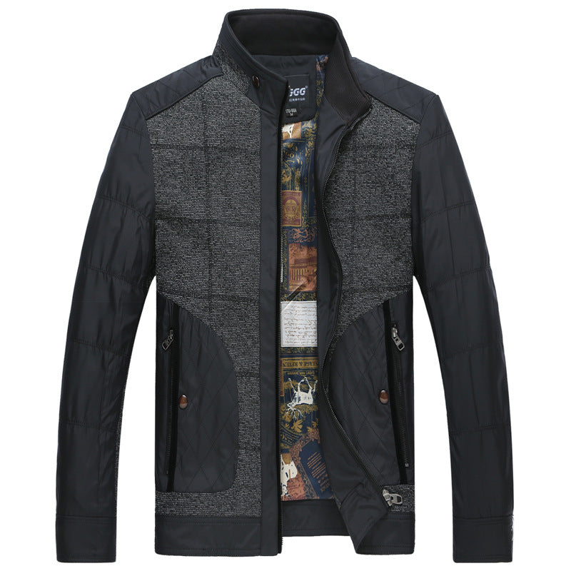 Herren Hybrid-Übergangsjacke mit gesteppter Frontpartie, Stehkragen und verdecktem Reißverschluss Shop Nory