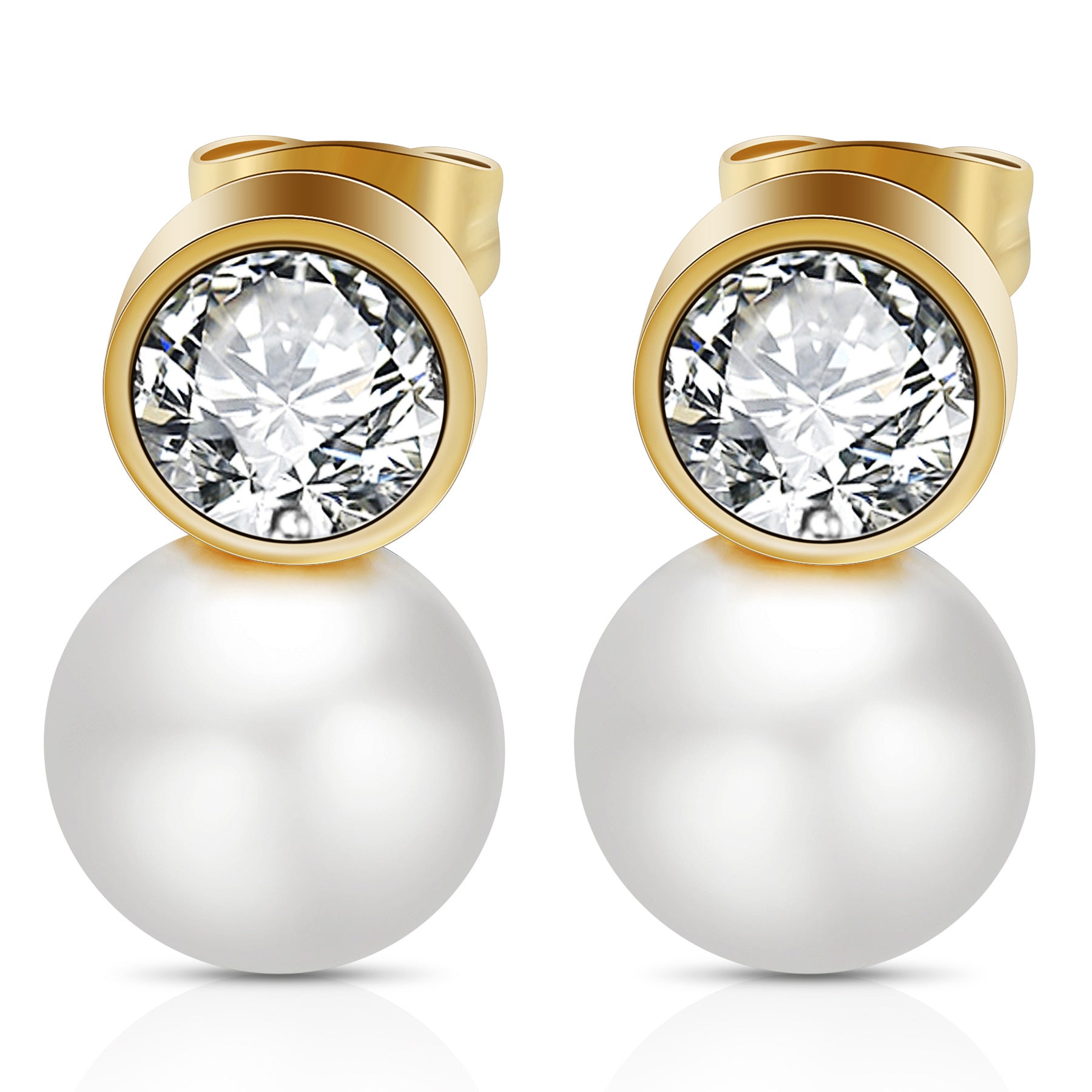 Damen Ohrstecker mit Zirkonia und Perle Shop Nory