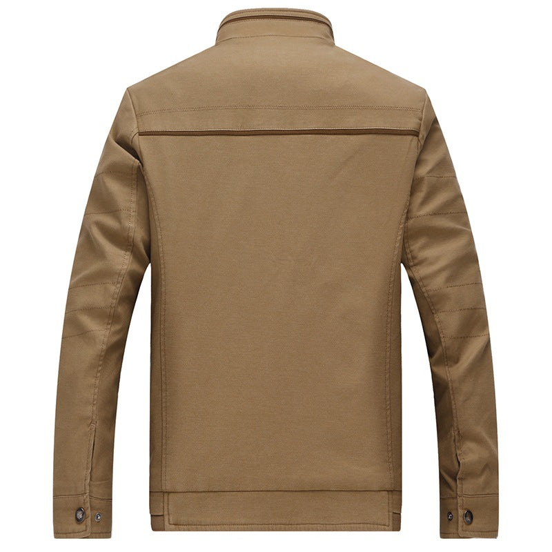Herren Freizeitjacke mit Stehkragen, mehrfachen Reißverschluss-Taschen und gemustertem Innenfutter Shop Nory