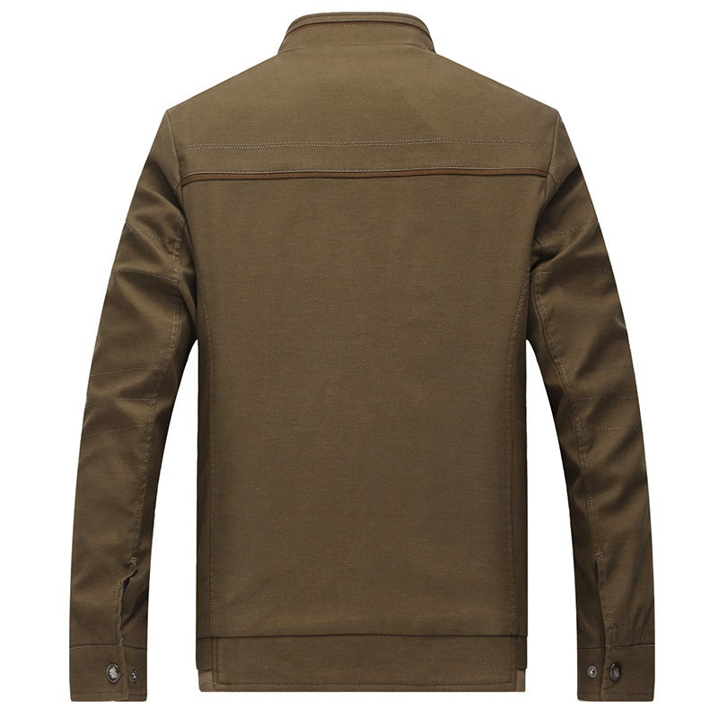 Herren Freizeitjacke mit Stehkragen, mehrfachen Reißverschluss-Taschen und gemustertem Innenfutter Shop Nory