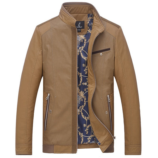 Herren Leichte Übergangsjacke mit Stehkragen und gemustertem Satinfutter Shop Nory