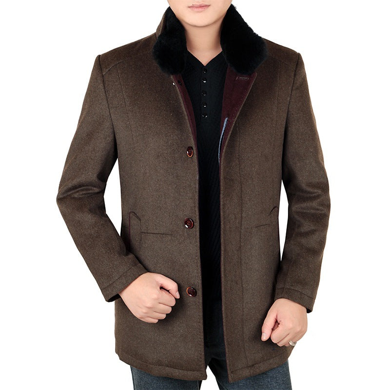 Herren Eleganter Wollmix-Kurzmantel mit abnehmbarem Faux-Fur-Kragen Shop Nory