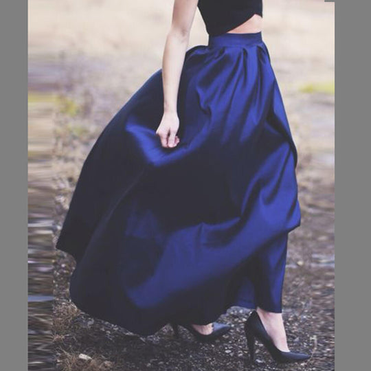 Damen Maxirock aus Satin mit hoher Taille & weitem Tellerrock Shop Nory