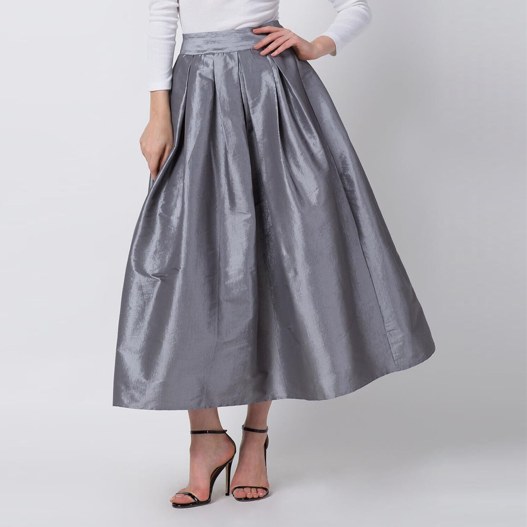 Damen Maxirock aus Satin mit hoher Taille & weitem Tellerrock Shop Nory