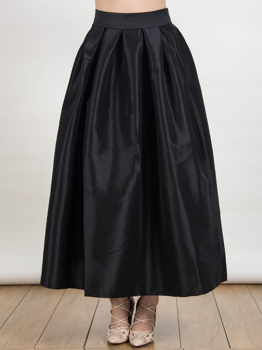 Damen Maxirock aus Satin mit hoher Taille & weitem Tellerrock Shop Nory