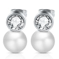 Damen Ohrstecker mit Zirkonia und Perle Shop Nory