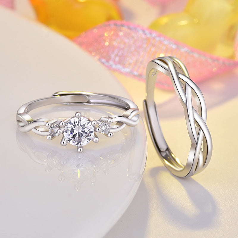 Damen Zarter, geschwungener Edelstahlring mit modernem Zopfdesign Shop Nory