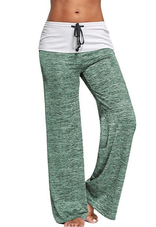 Damen Weiche Palazzo-Loungehose mit Umschlagbund, Kordelzug und weitem Bein Shop Nory