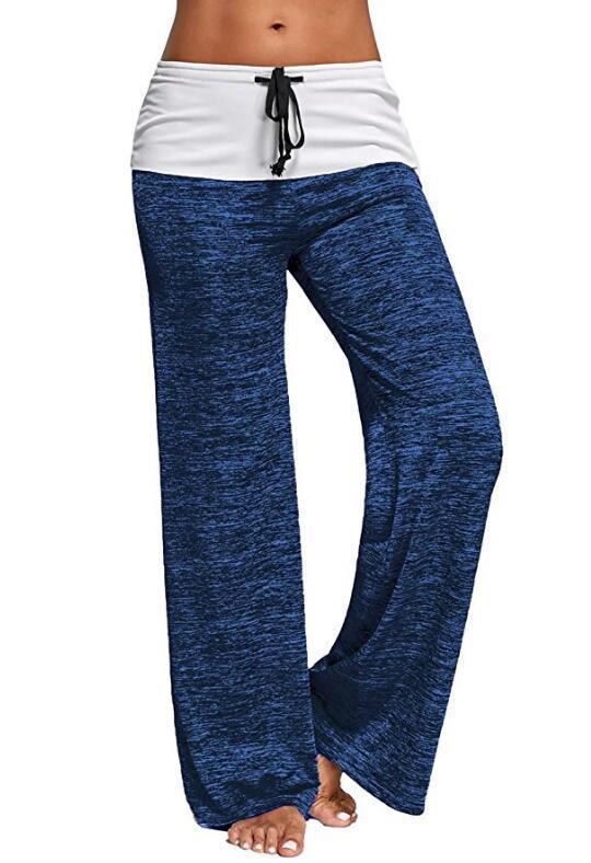 Damen Weiche Palazzo-Loungehose mit Umschlagbund, Kordelzug und weitem Bein Shop Nory