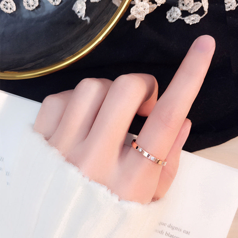 Damen Eleganter Minimalistischer Ring mit Zirkonia Steinen Shop Nory