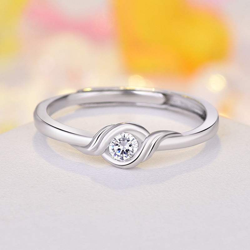 Damenring mit elegantem Wellen-Design und funkelndem Zirkonia Shop Nory