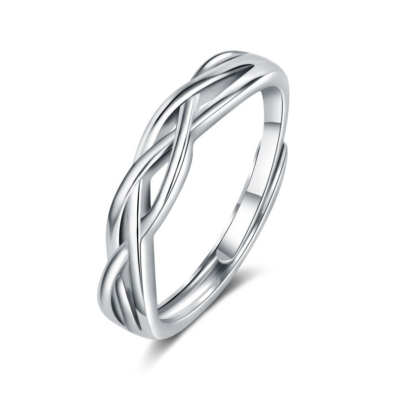 Damen Zarter, geschwungener Edelstahlring mit modernem Zopfdesign Shop Nory