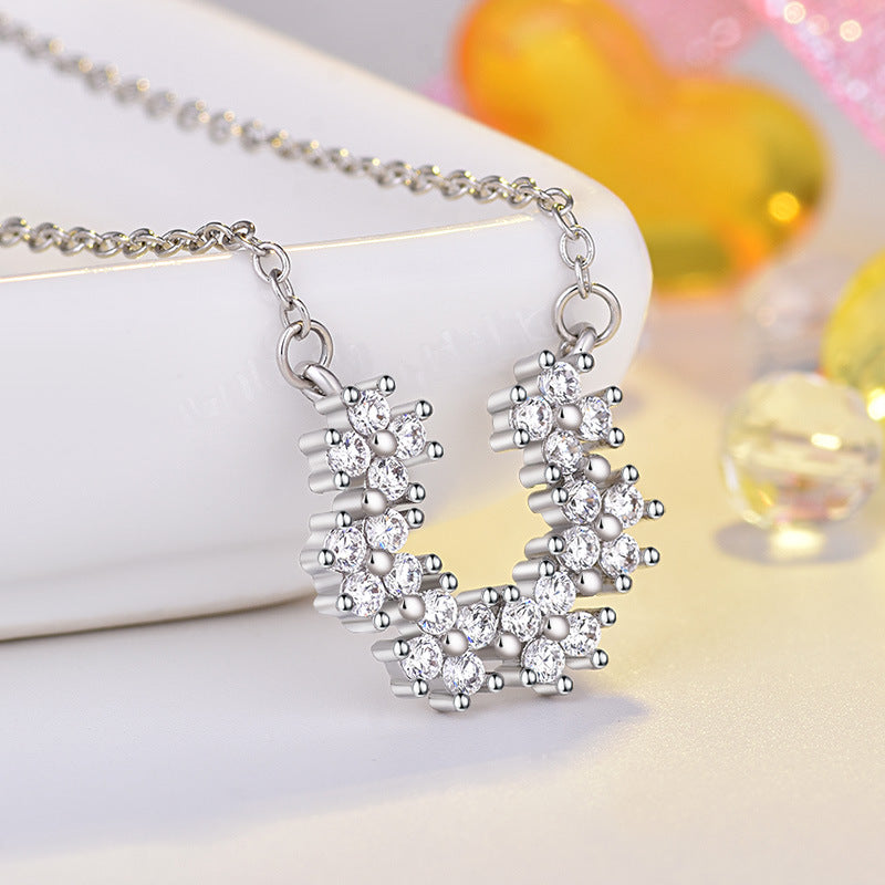 Damen Halskette mit funkelndem Schneeflocken-Design und hochwertigem Zirkonia-Besatz Shop Nory