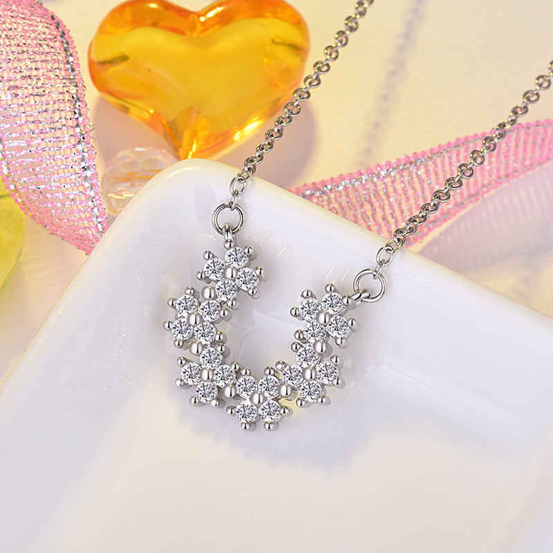 Damen Halskette mit funkelndem Schneeflocken-Design und hochwertigem Zirkonia-Besatz Shop Nory