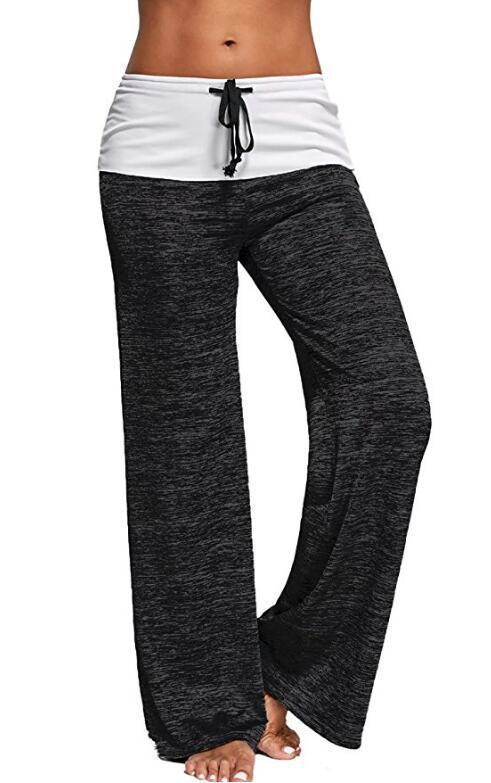 Damen Weiche Palazzo-Loungehose mit Umschlagbund, Kordelzug und weitem Bein Shop Nory
