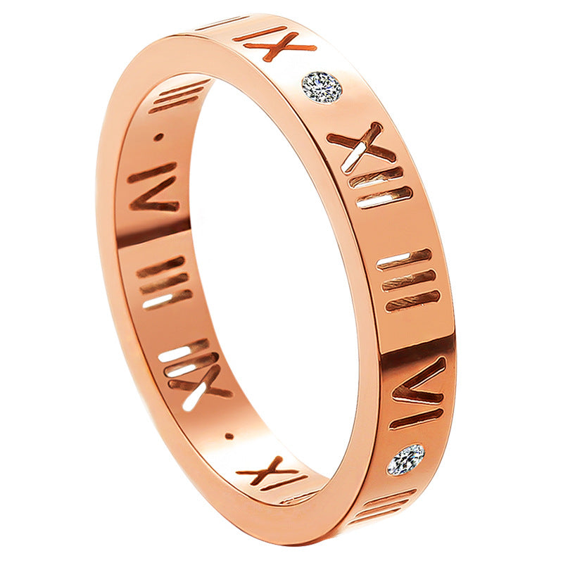 Damen Ring mit römischen Ziffern und funkelnden Zirkonia Shop Nory