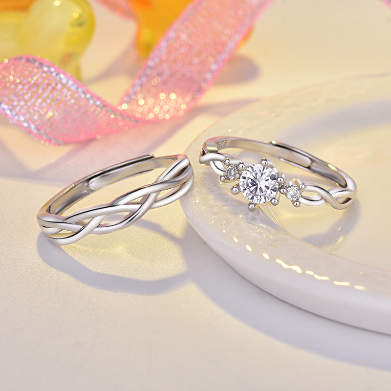 Damen Zarter, geschwungener Edelstahlring mit modernem Zopfdesign Shop Nory