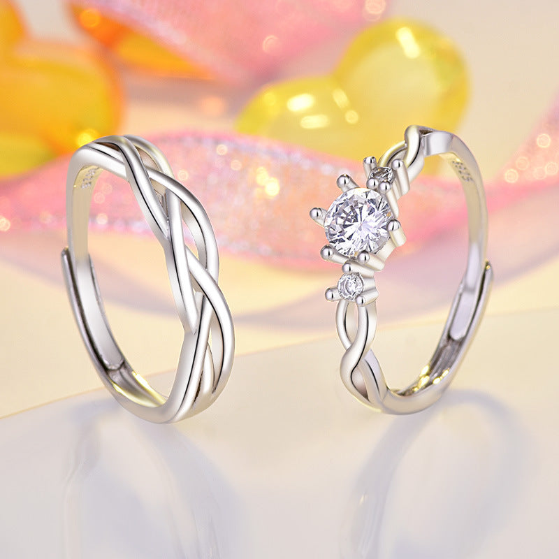Damen Zarter, geschwungener Edelstahlring mit modernem Zopfdesign Shop Nory
