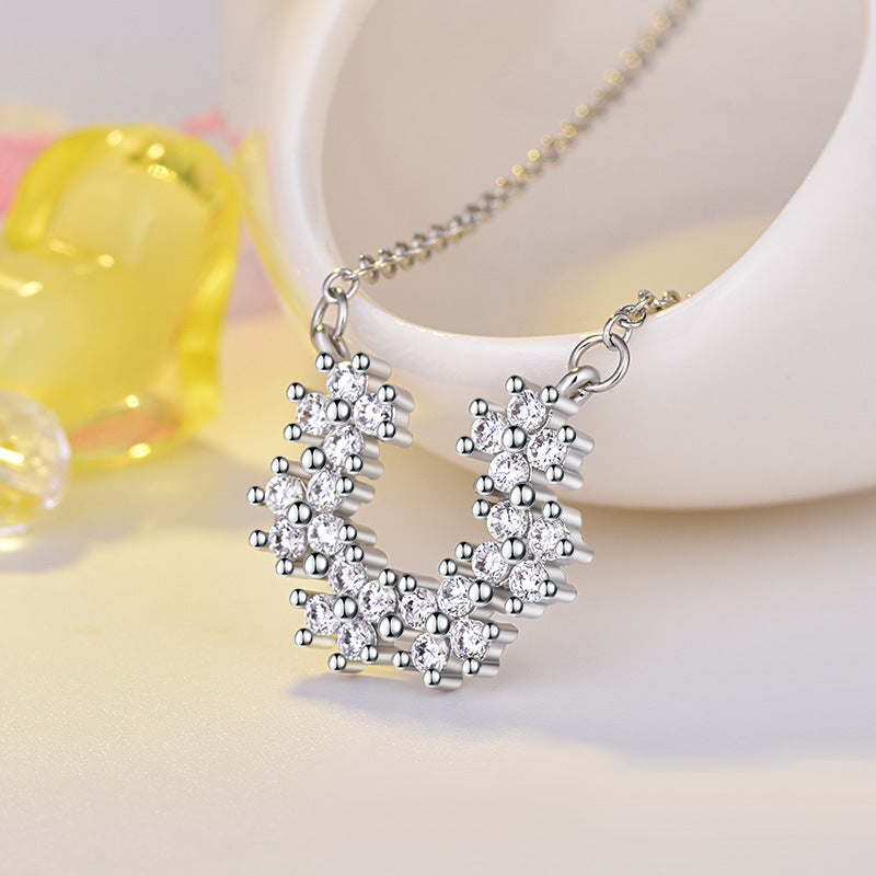 Damen Halskette mit funkelndem Schneeflocken-Design und hochwertigem Zirkonia-Besatz Shop Nory