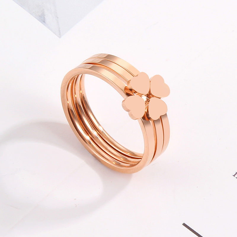 Damen Ring mit Herzen und geschichteten Bändern Shop Nory