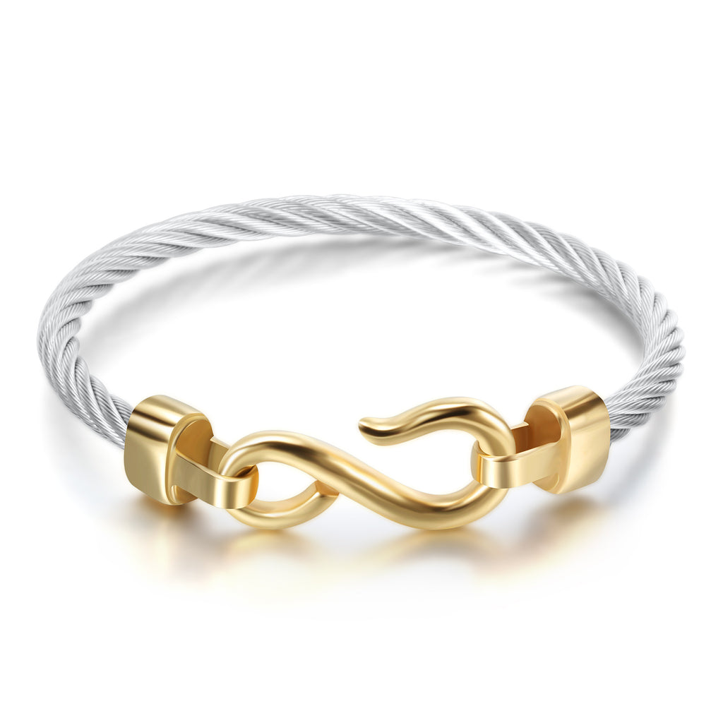 Damen Edelstahlarmband mit elegantem Kabeldesign und stilvollem Verschluss Shop Nory