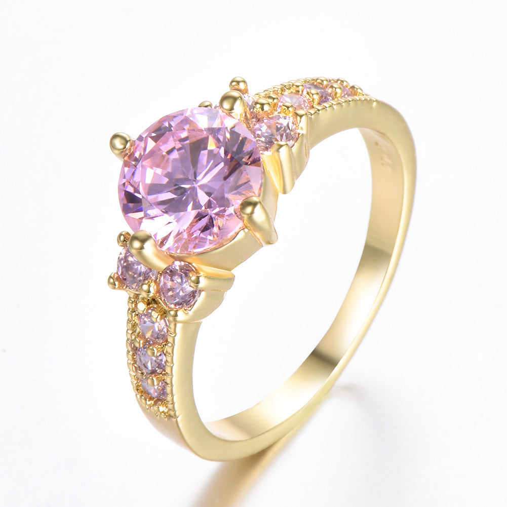 Damen Ring mit extravaganten Zirkonia-Einsätzen und funkelndem Rosenquarz Shop Nory
